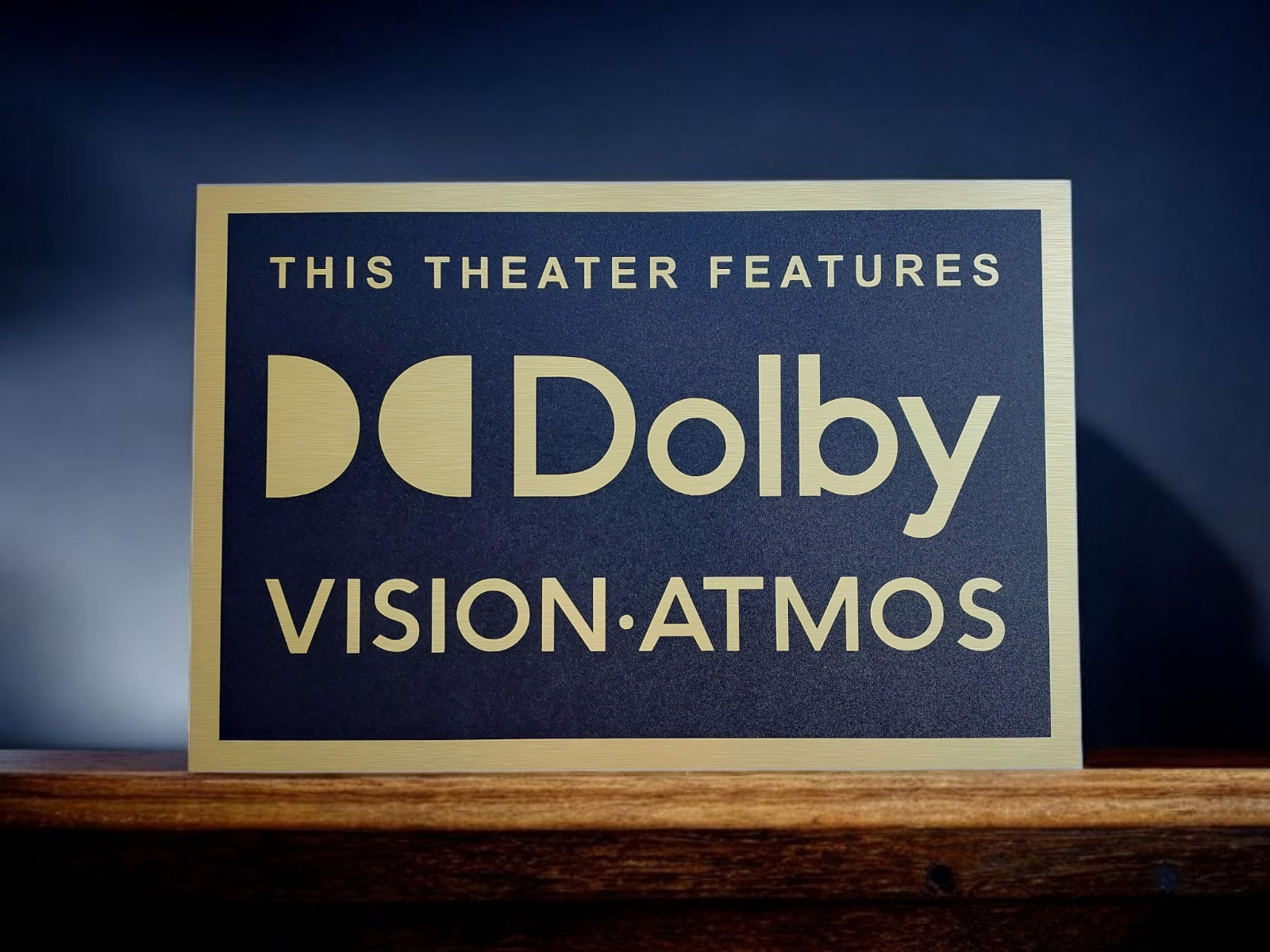 Dolby Vision Atmos Wall Sign Gold Aluminum Plaque Home Theater Media Room Decor