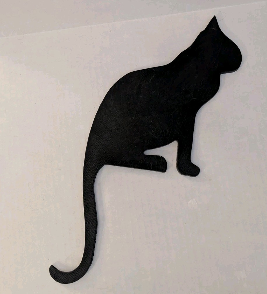 Black Cat Silhouette Wall Decor – Plastic Molded w/Wood Grain Texture
