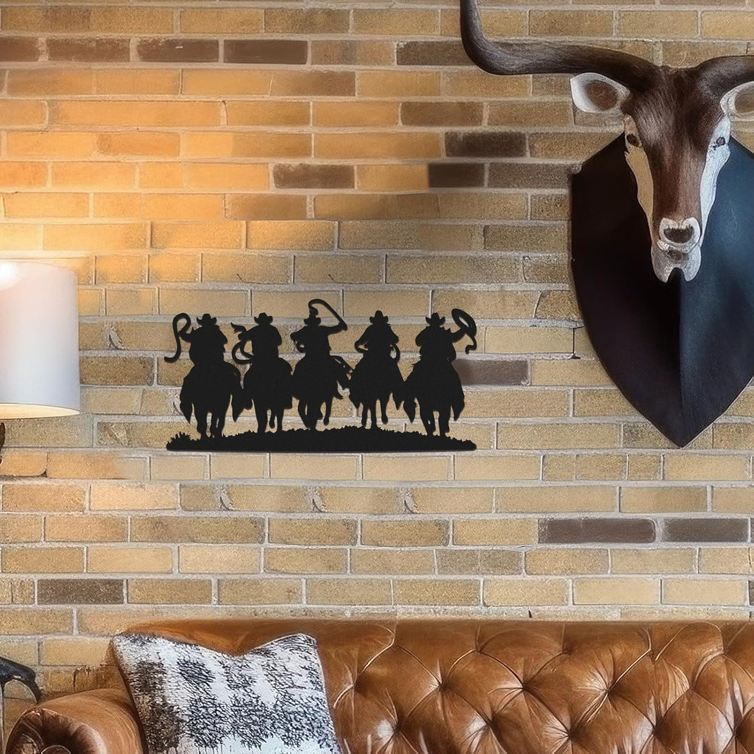 Western Decoration Vintage Metal Cowboy Wall Decor Silhouette Room Decor Hanging