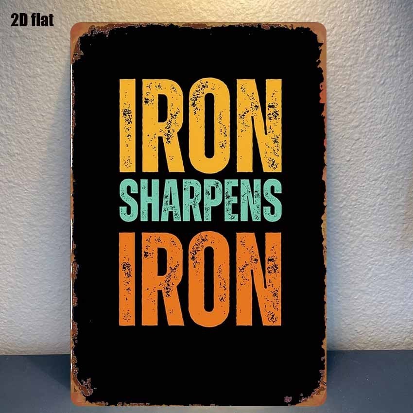 Tin Sign Iron Sharpens Iron English Retro Decorative Plaque