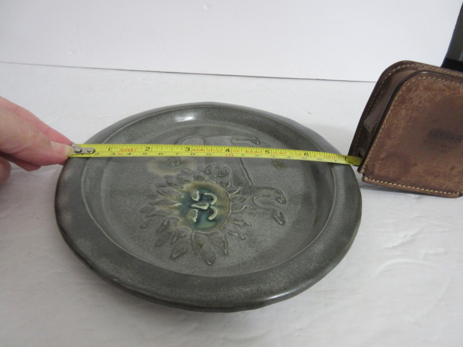 Vintage Bennington Pottery Vermont Oval LION Wall Plaque Plate – Gray / Blue