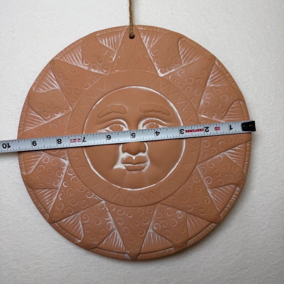 Terracotta Celestial Sun Face Wall Hanging Plaque Clay Ceramic Wall Decor