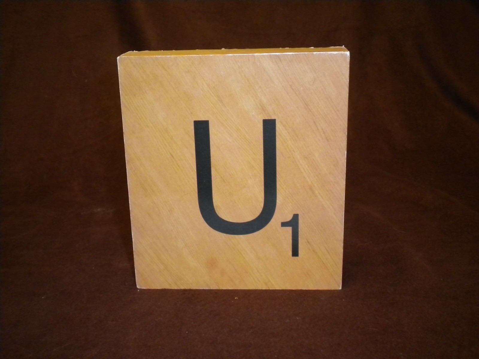 Letters B & U Decor 5″x4.5″x1″ Wood Grain Scrabble Tiles Wall or Shelf Art