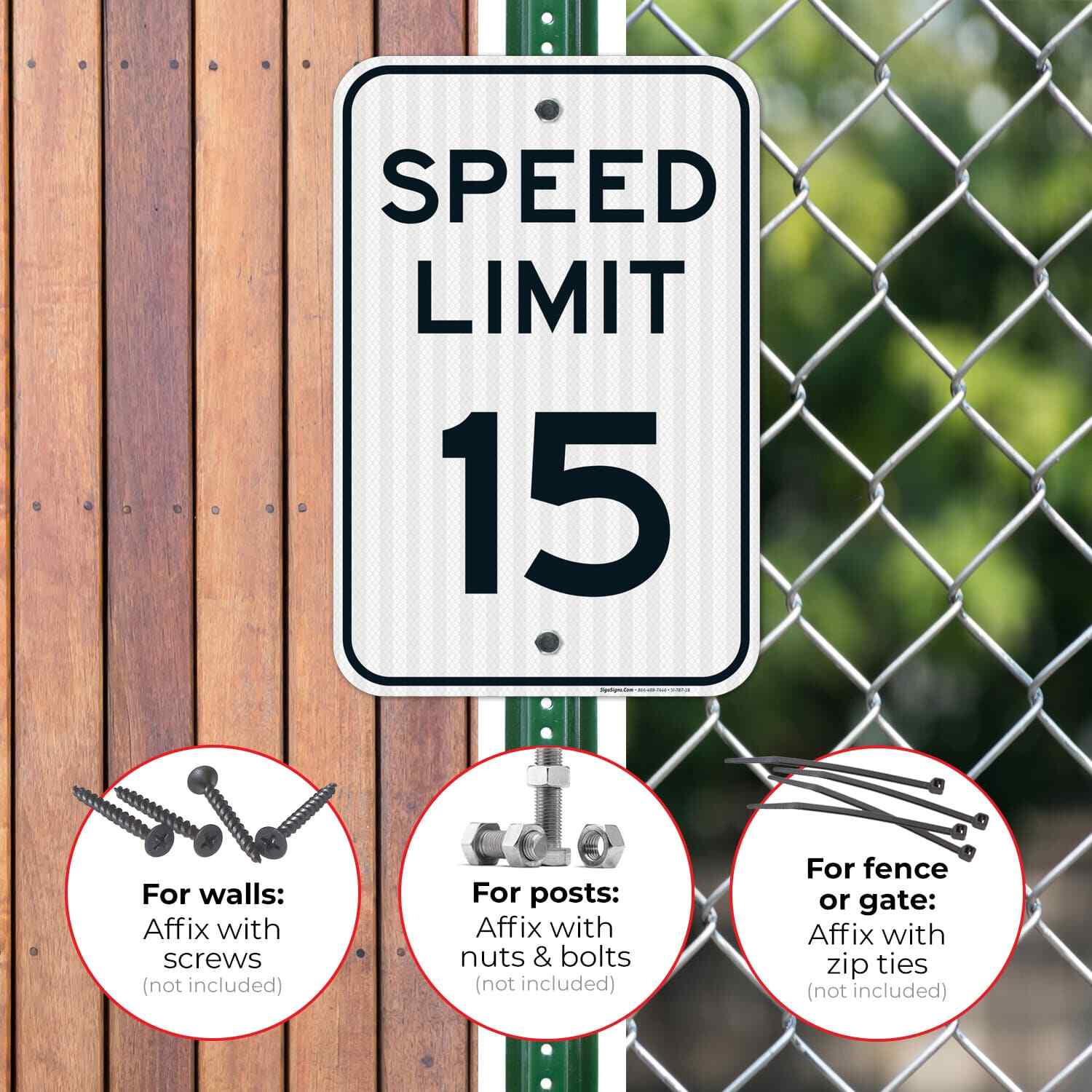 Speed Limit 15 MPH Sign, (4 Pack) 12×18 Reflective Aluminum