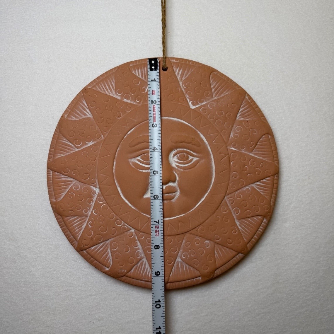 Terracotta Celestial Sun Face Wall Hanging Plaque Clay Ceramic Wall Decor