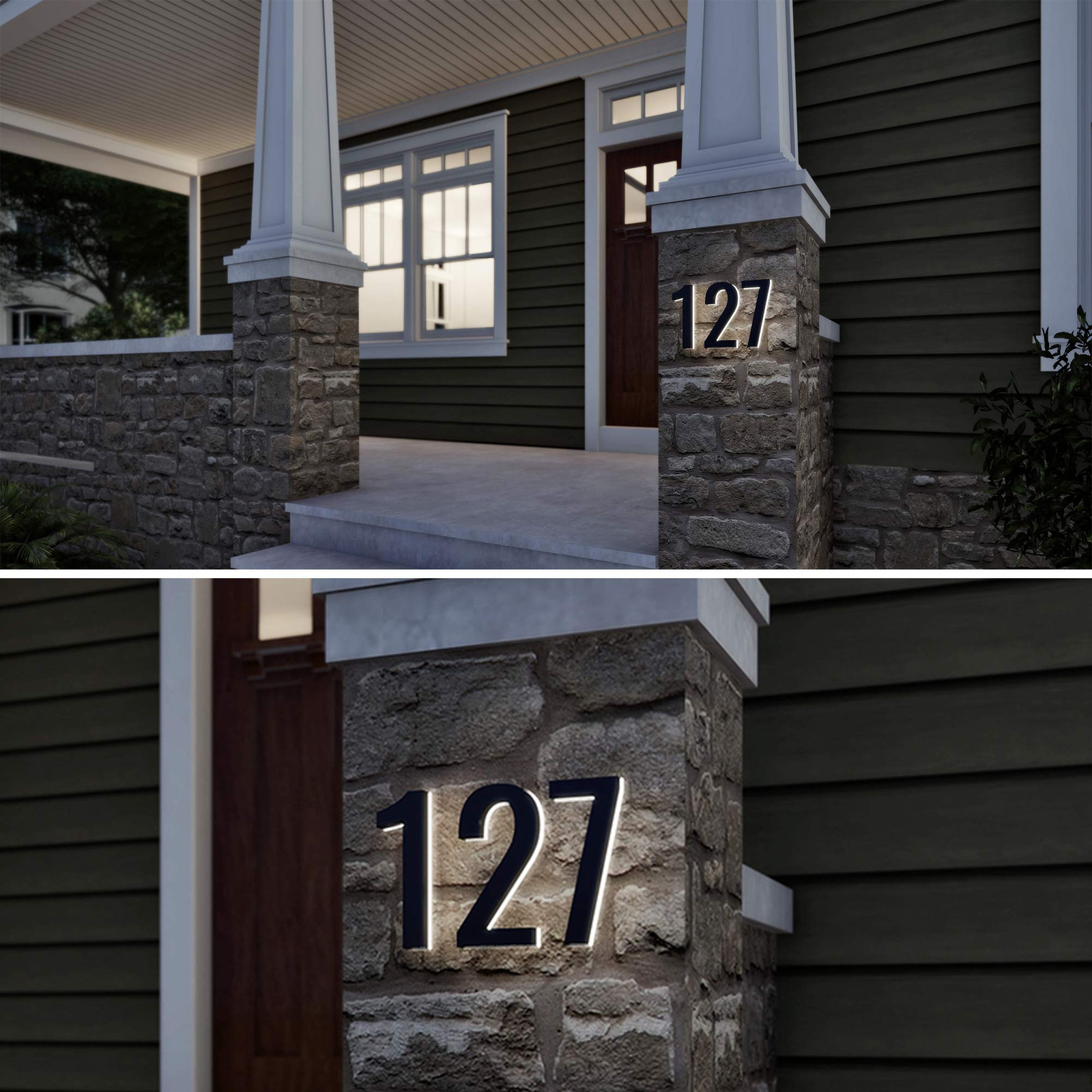 7 Inch LED House Numbers, ABS-Polymer, Premium Quality, Backlit LED 5000K Ill…