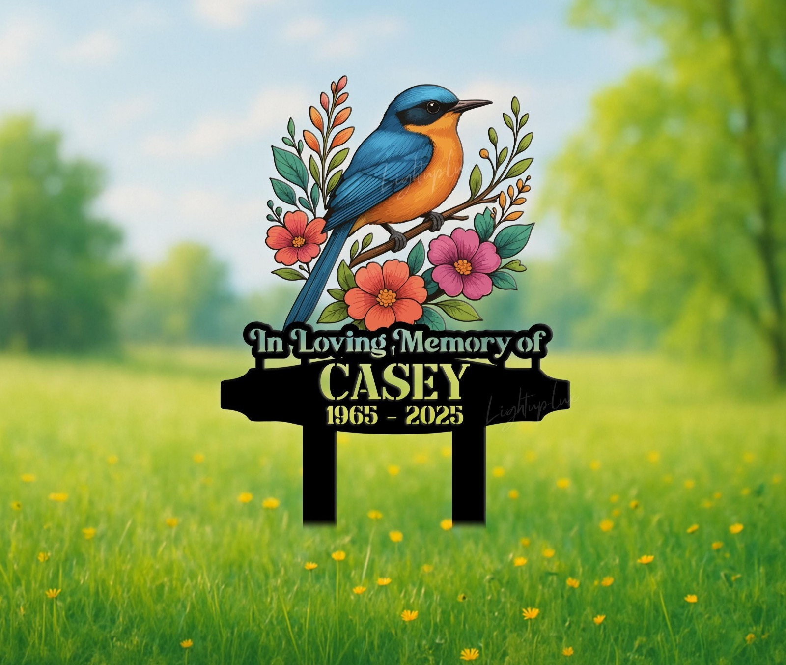 Personalized Bird Memorial Garden Stake, Pet Sympathy Grave Marker Gift