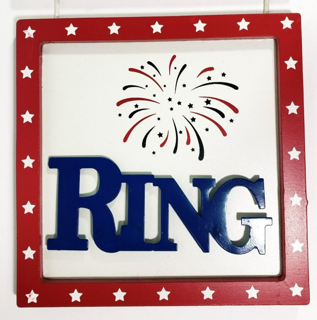 Let Freedom Ring Patriotic Hanging Sign Wood and Metal 23.25 in x 6.5 in NWT