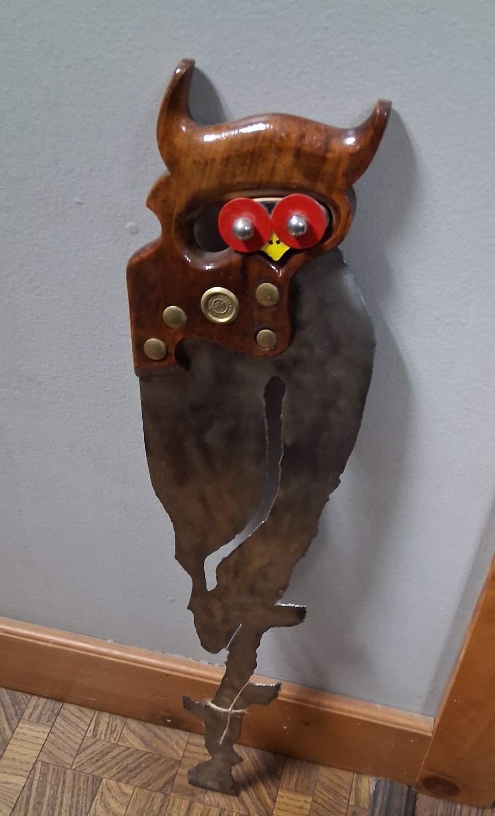 Veteran-Made Owl Cutout Repurposed Hand Saw Wall Art