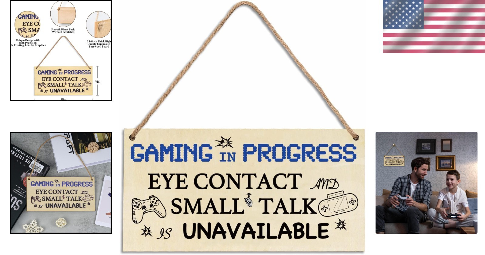 Unique Lightweight Wooden Gamer Sign – Ideal for Birthday and Christmas Gifts