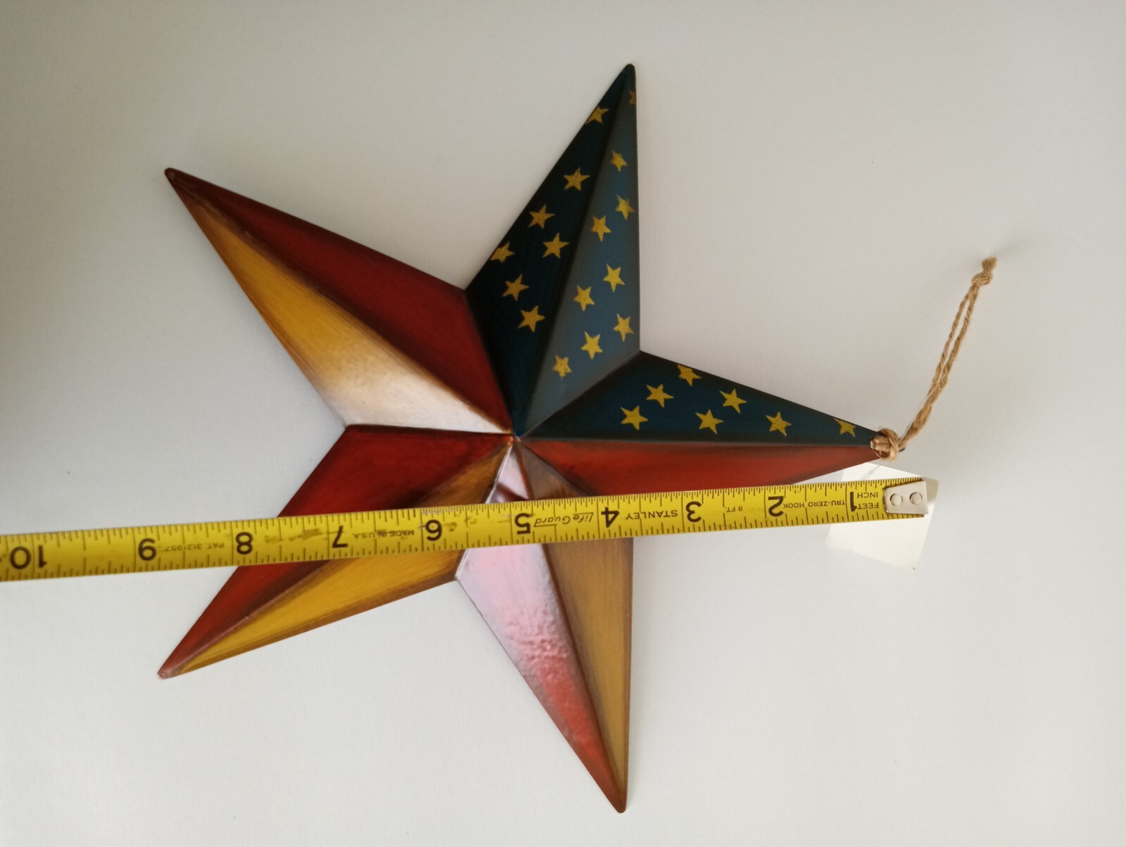 America Flag Patriotic Tin Star Wall Hanging Ornament Decor 9.75″