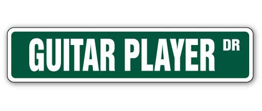 GUITAR PLAYER Street Sign Metal Plastic Decal band case pick rock roll