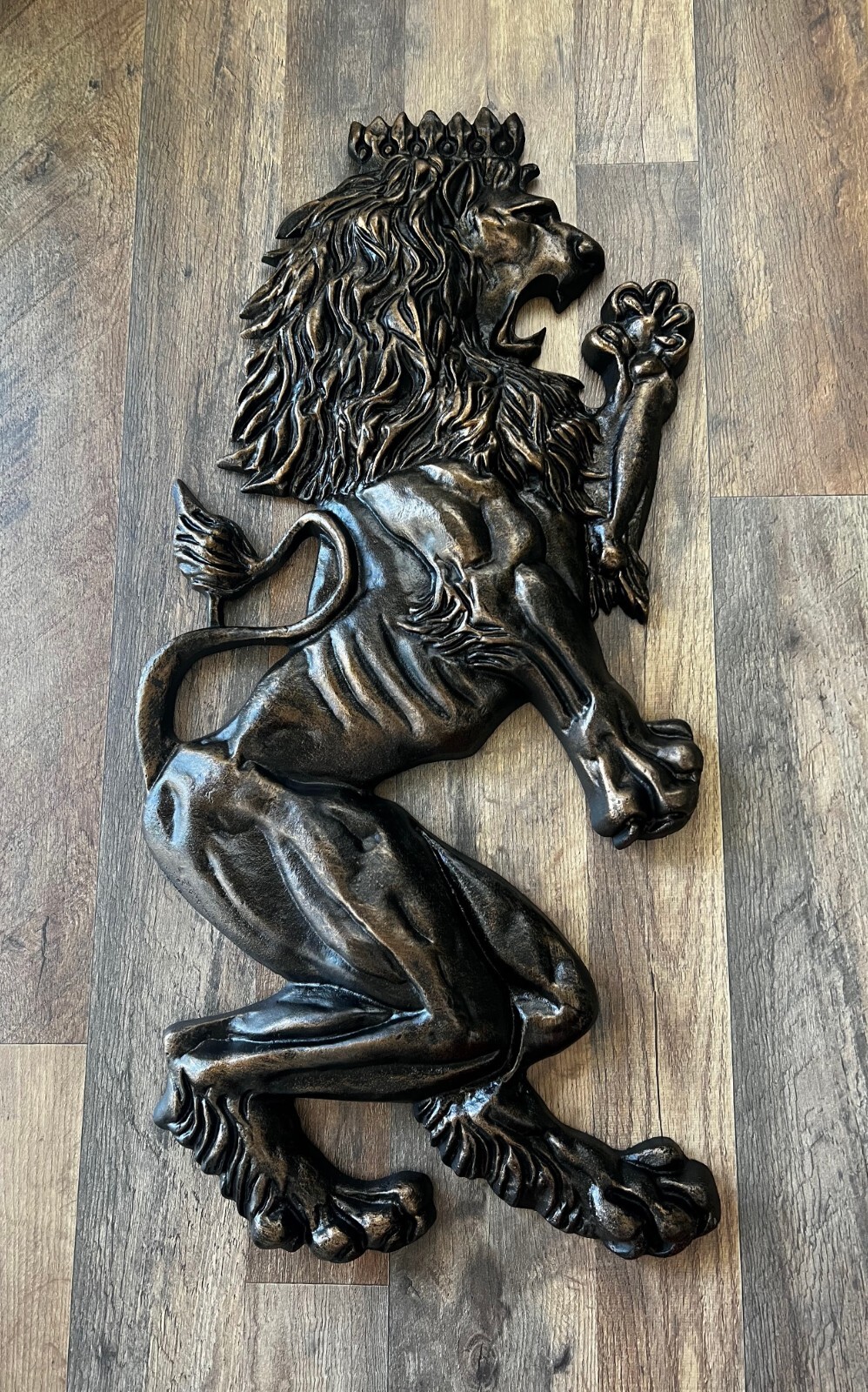 TWO X-Large Lion Wall Plaques, Metal Decor, Old World, Medieval, Royal, NEW