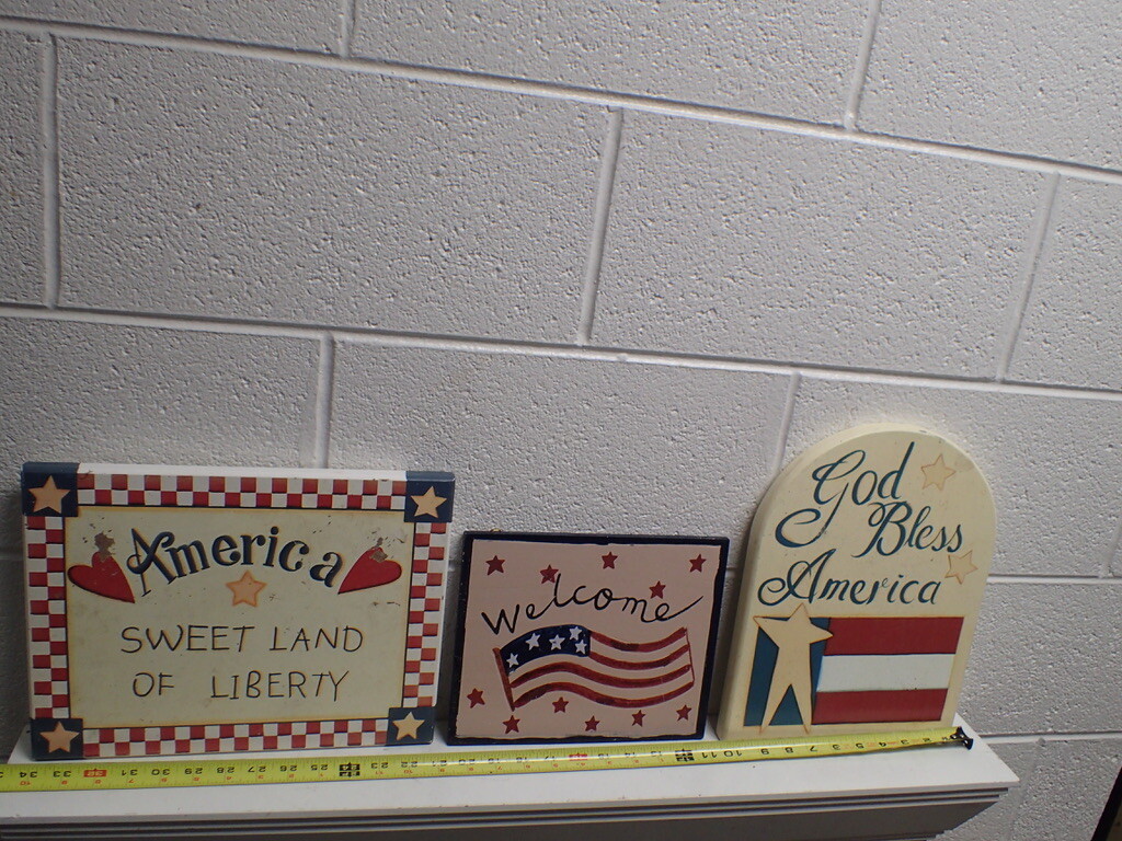 Lot of (3) Patriotic Wooden WALL SIGNS PLAQUES