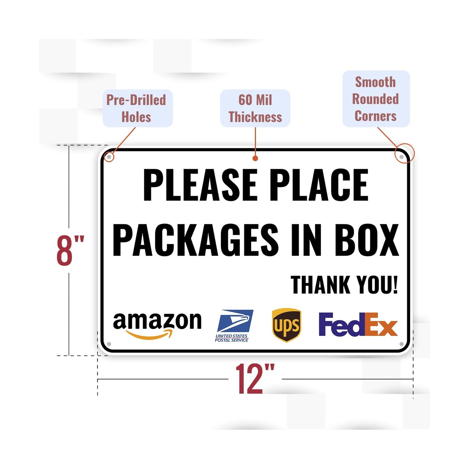 1PC Delivery Sign For Packages – Please Place Packages In Box, 12 x 8 Inches …