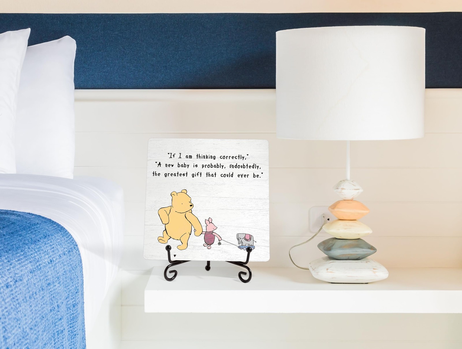 Motivational Desk Decor Sign with Inspirational Quote, Rustic Wooden Bear Pla…