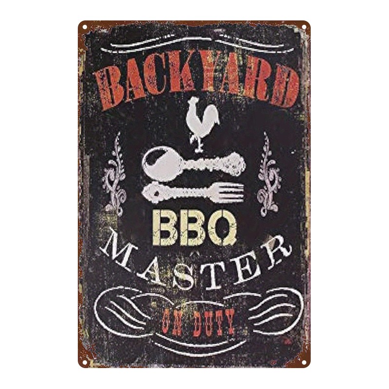 Retro BBQ Metal Sign 8×12 Inches