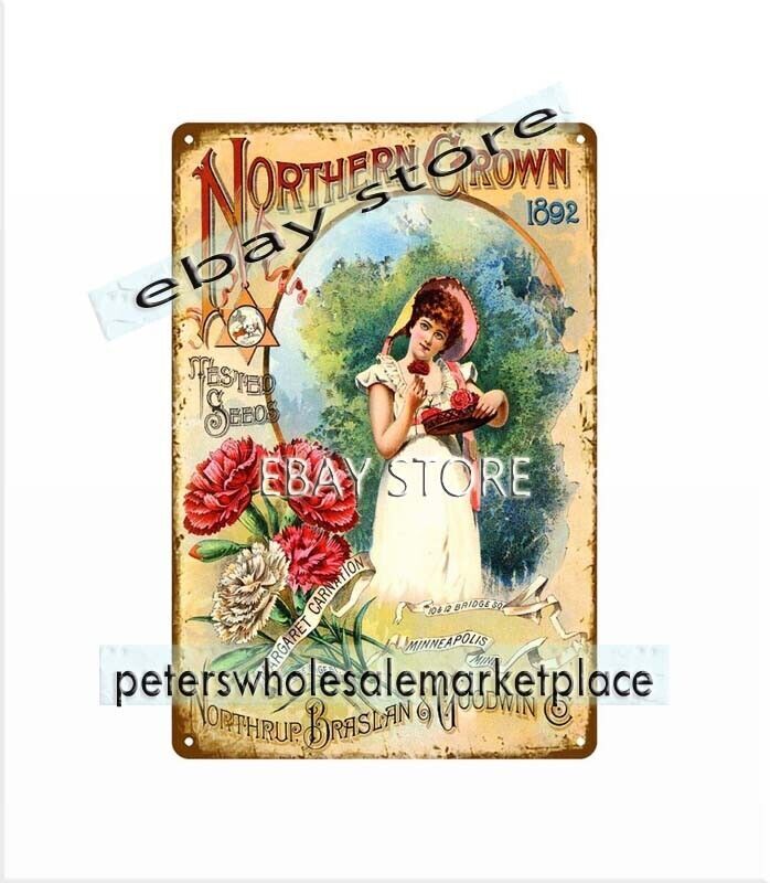 1892 Northern Crown flower seed carnations metal tin sign office designs