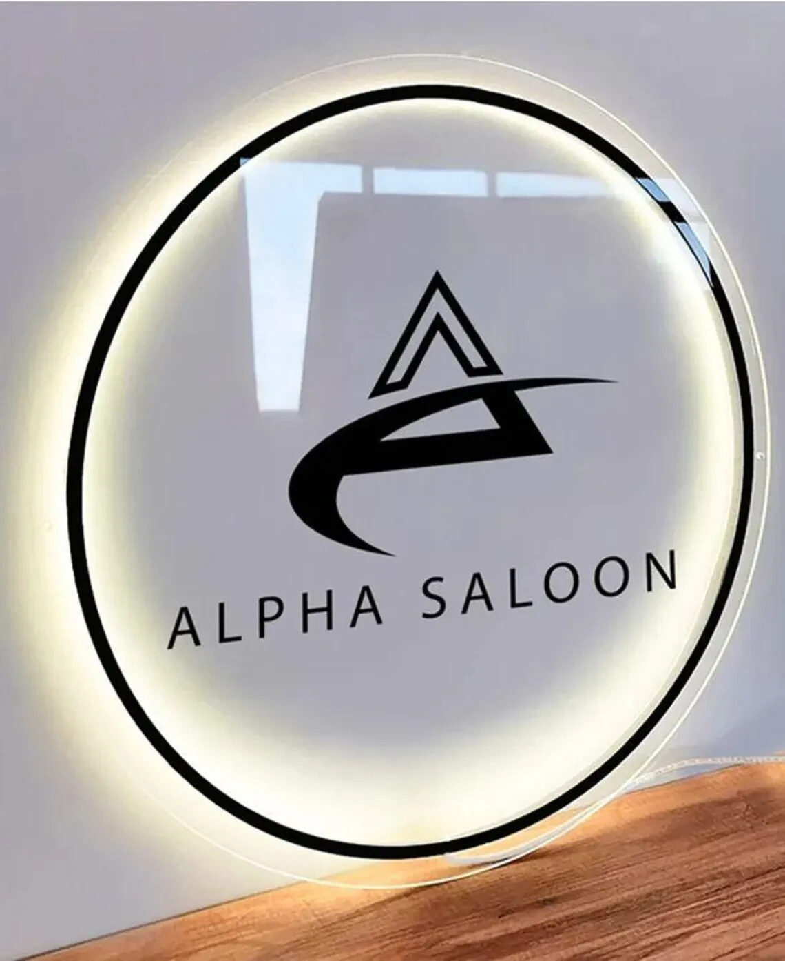 Custom Round Acrylic LED Logo Sign | 3D Backlit Business Storefront Wall Mounted