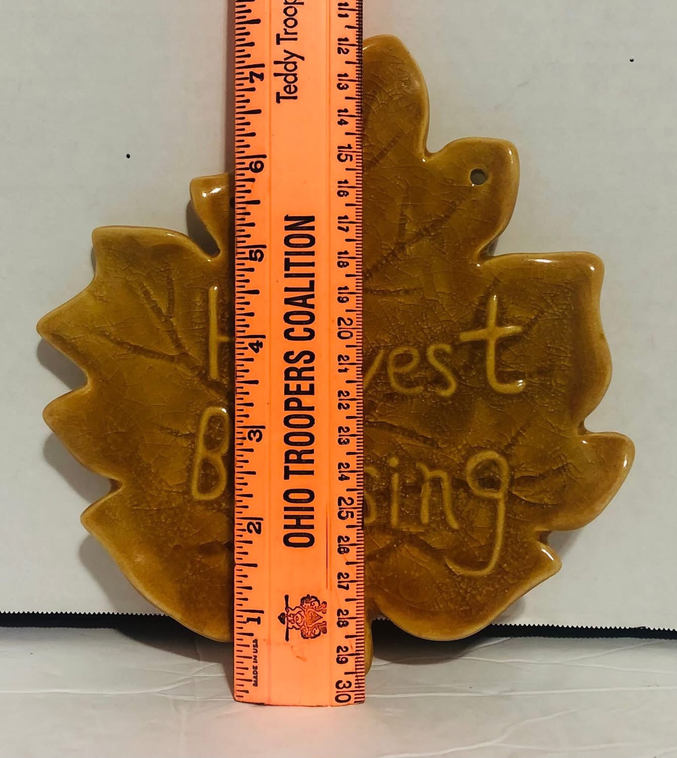 Harvest Blessing Glossy Glazed Ceramic Leaf Wall Hanging