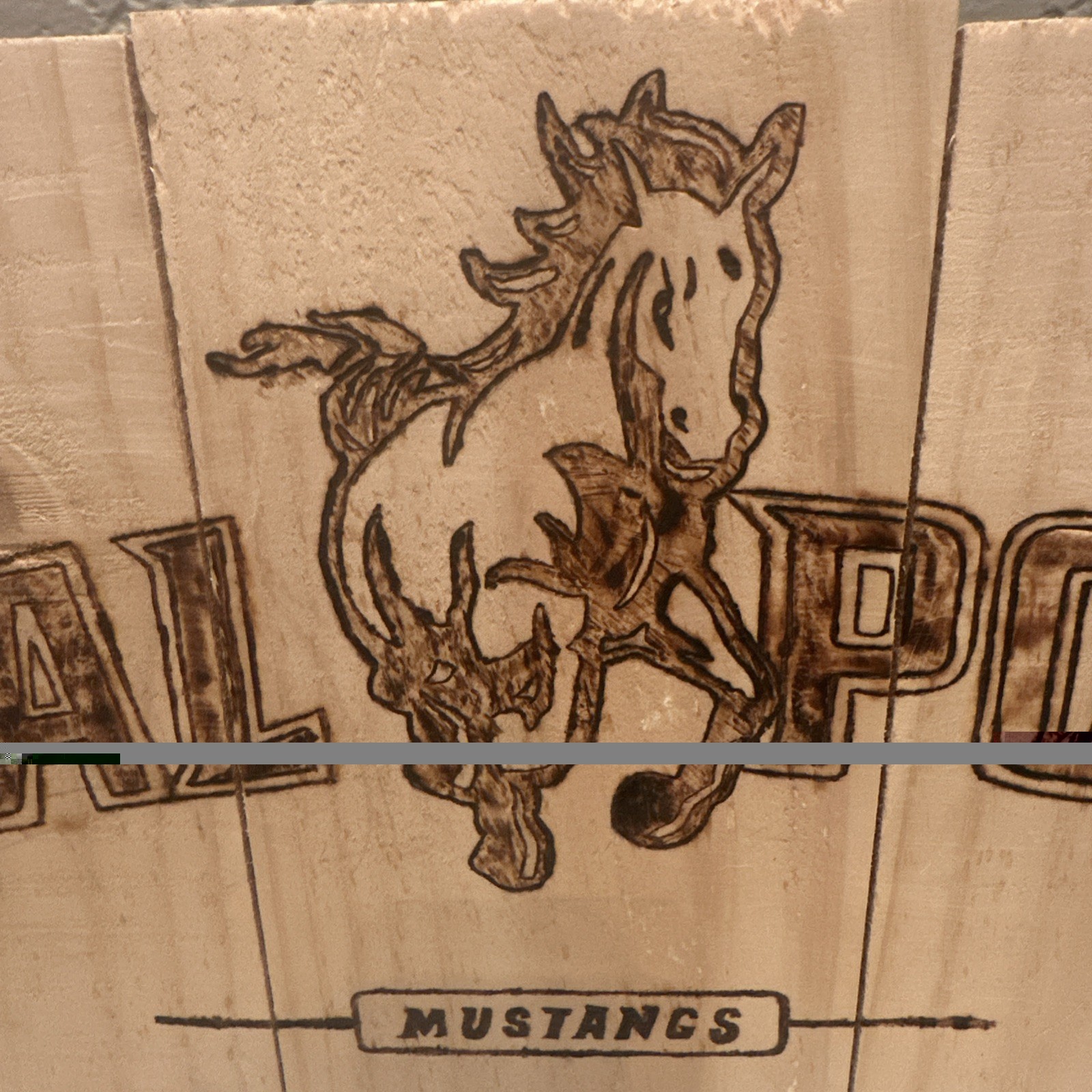 Cal Poly Mustangs Wooden Fire Branded Wall Art 17.75 in by 12in