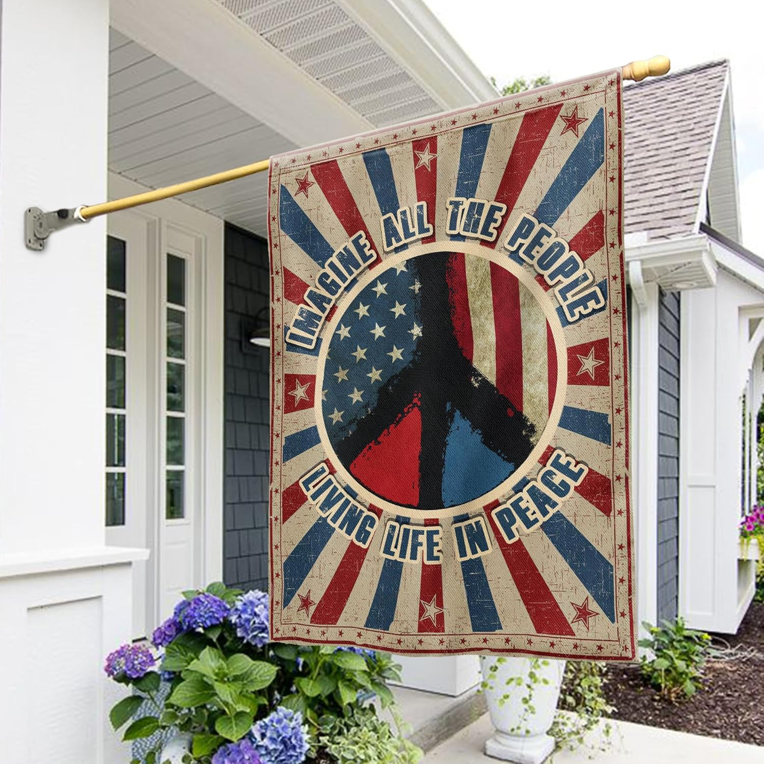 Hippie Peace Flags – Peace Sign Decor for Home & Garden (30 X 40), Imagine All t