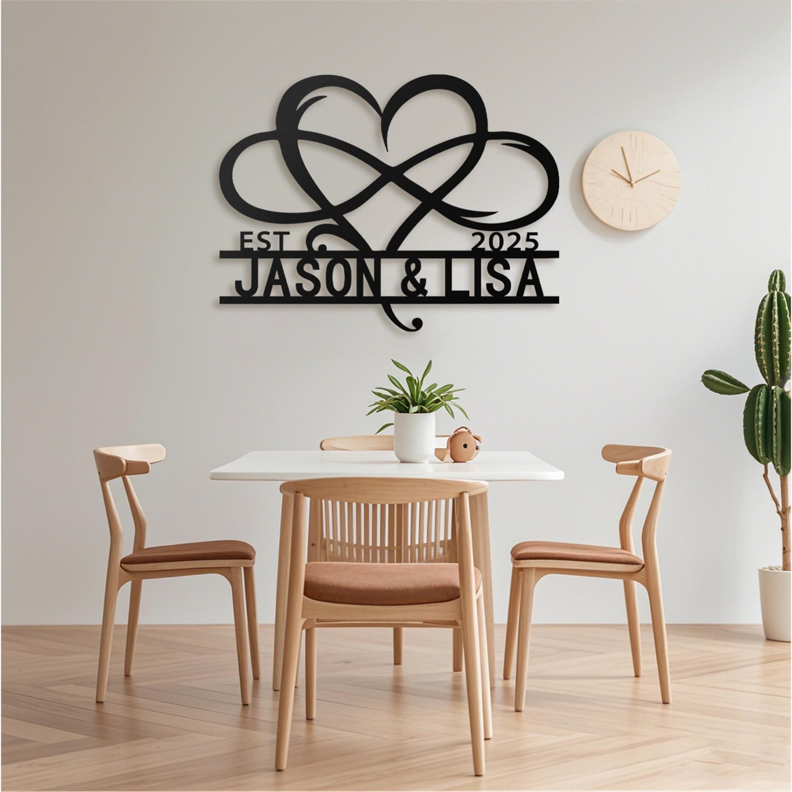 Personalized Infinity Heart Name Sign, Custom Couple Metal Wall Decor Gift