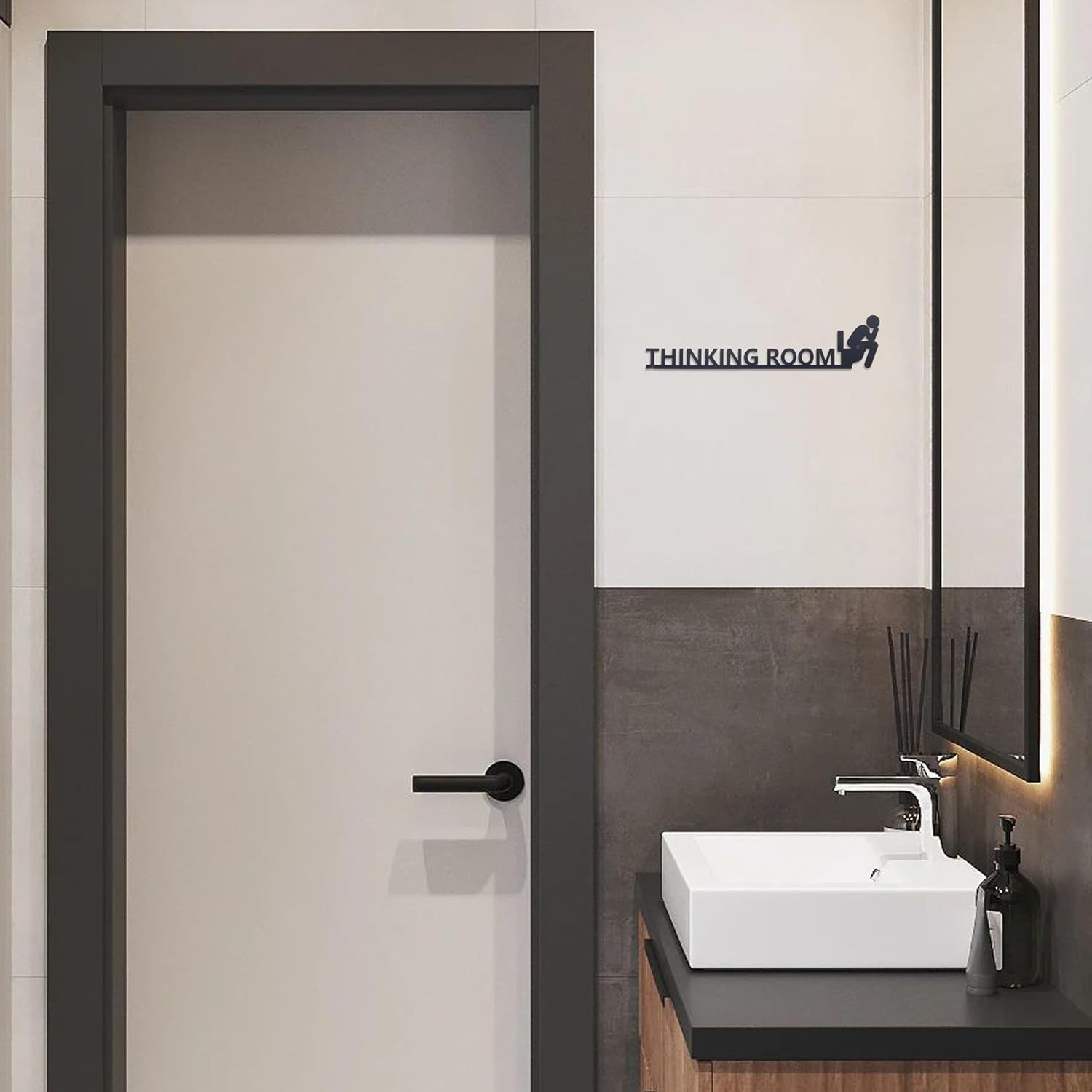 Thinking Room Funny Bathroom Door Sign & Funny Wall Art – Metal Rust-Resistant D