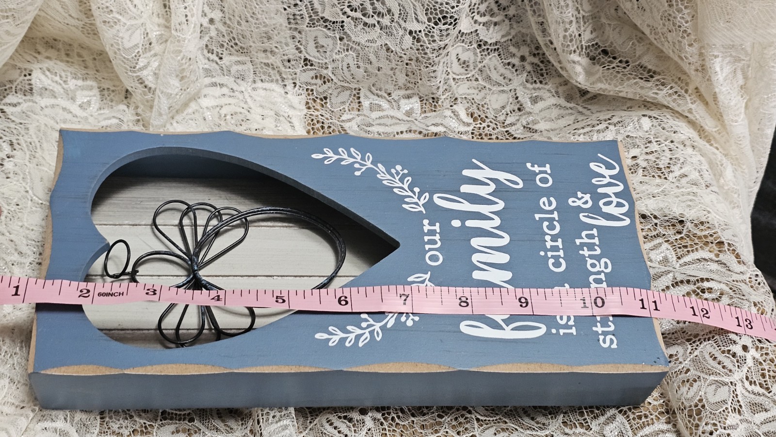 Sign of the Times Heart Cutout Wire Angel “Our Family Circle of Strength & Love”