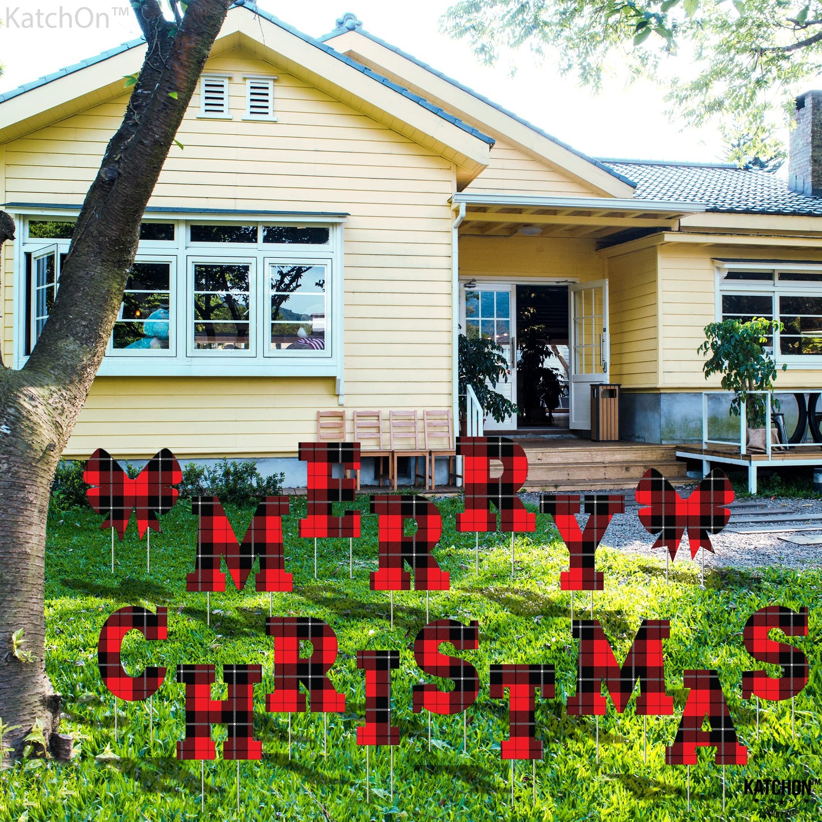 Buffalo Plaid Merry Christmas Yard Signs with Stakes – Pack of 16 | Outdoor C…