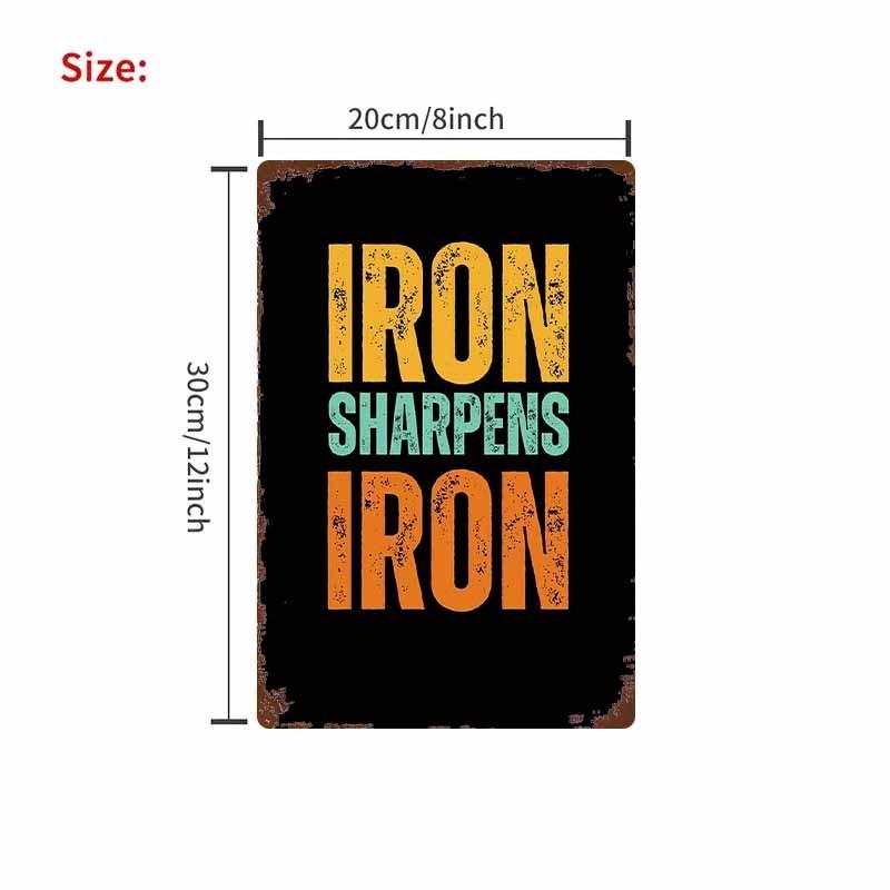 Tin Sign Iron Sharpens Iron English Retro Decorative Plaque