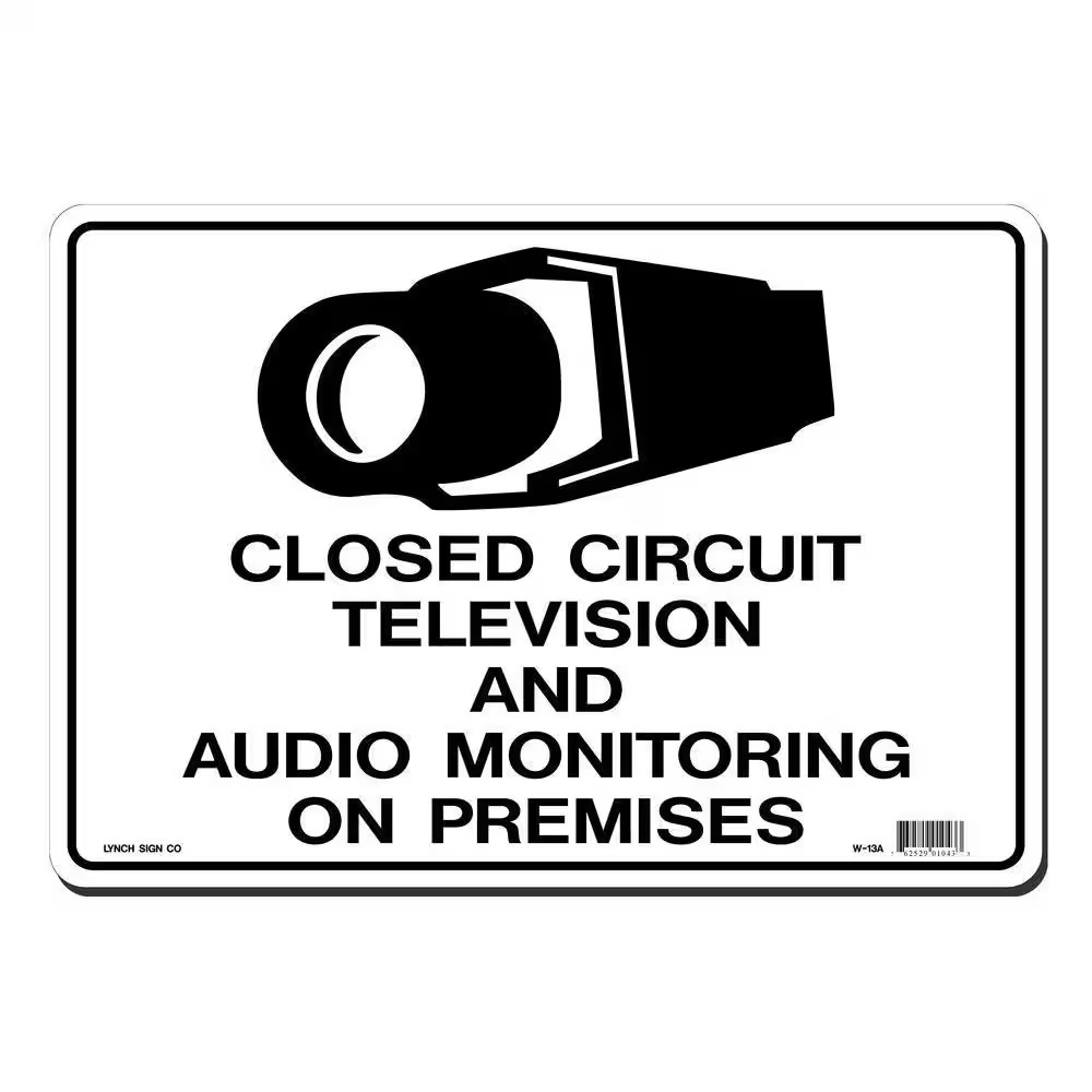 14 In. X 10 In. CCTV and Audio Monitoring Sign Printed on More Durable, Thicker,