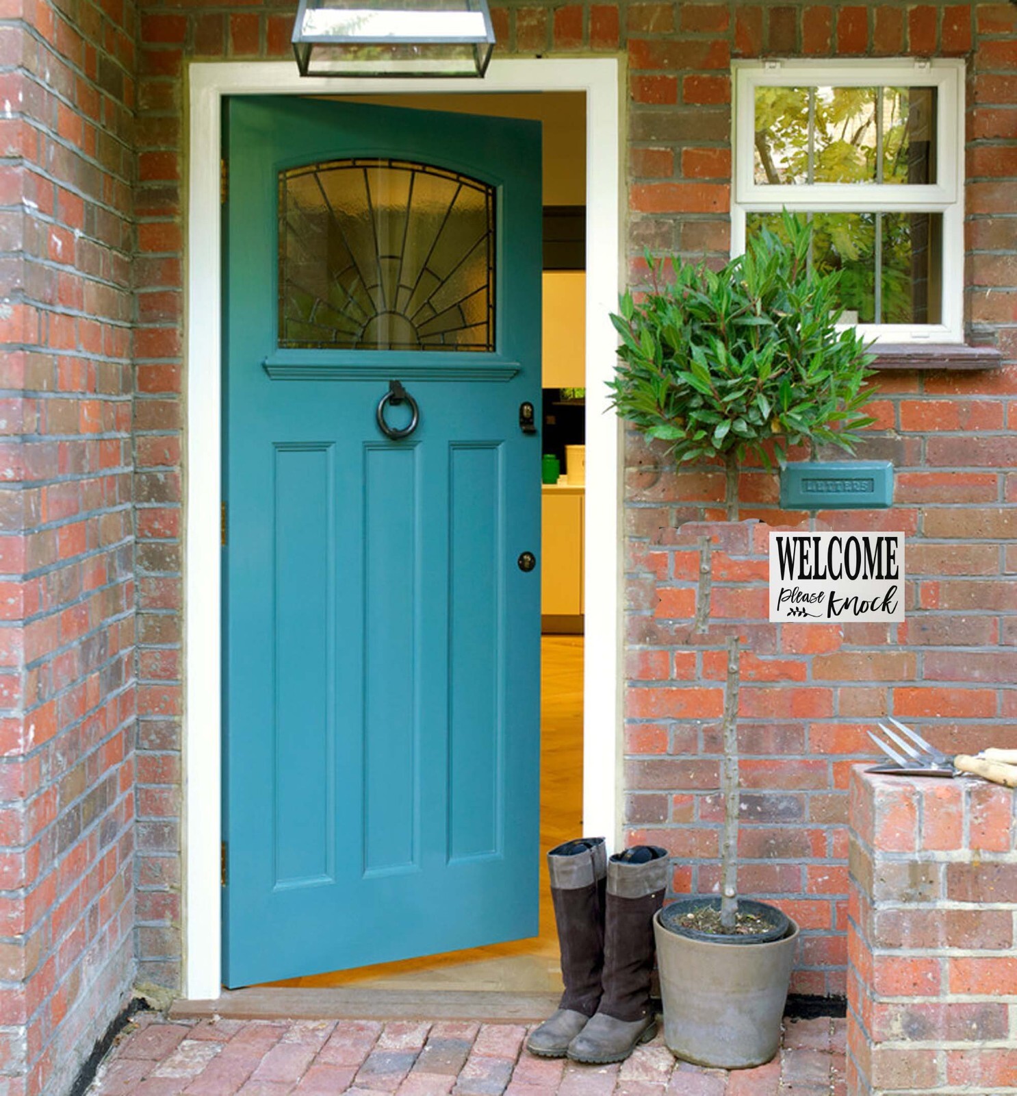 Welcome Please Knock Sign door hanger home based business office entrance