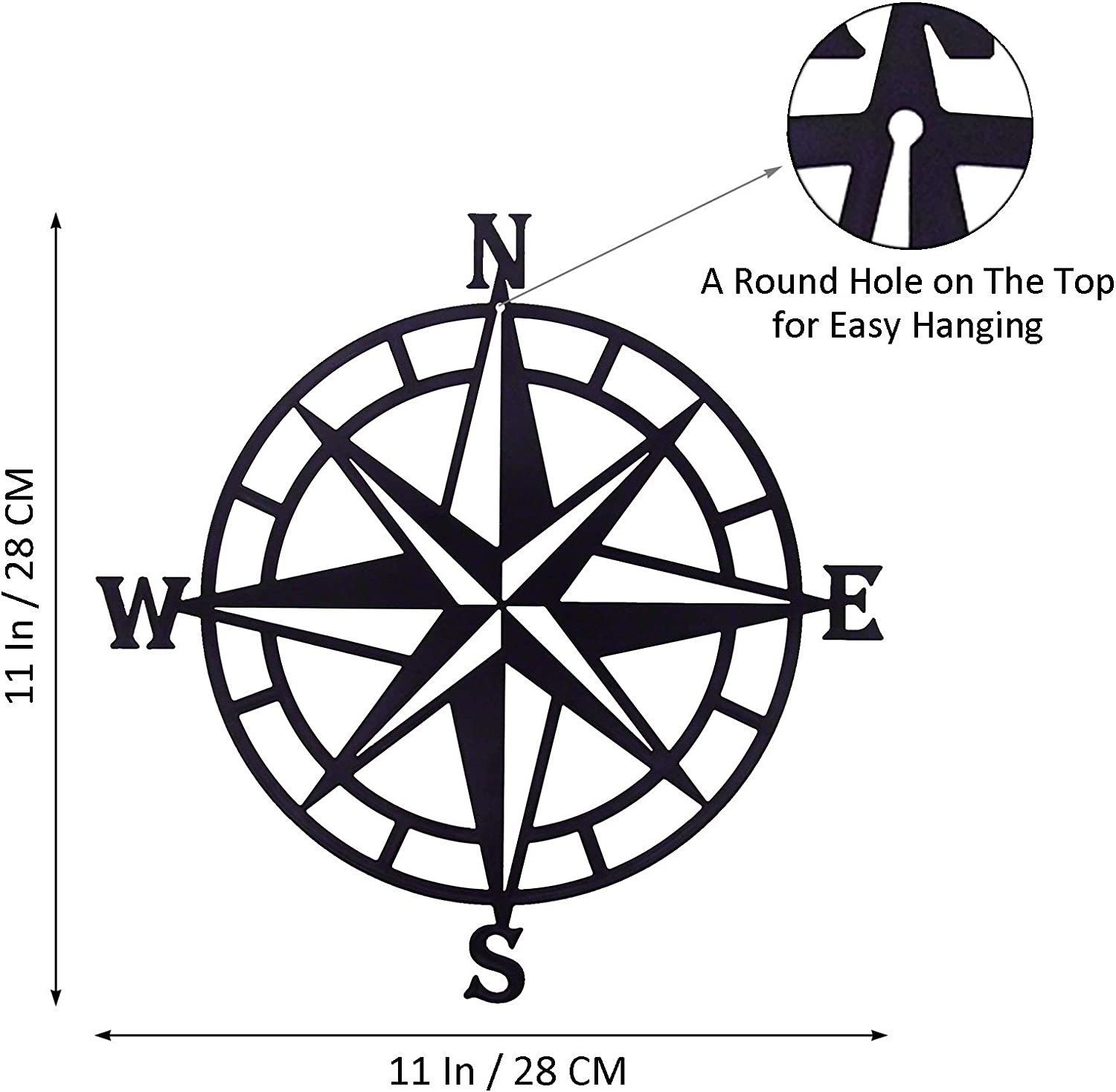 11 Inches Metal Decorative Nautical Compass Wall Decor, Living Room Bedroom O…