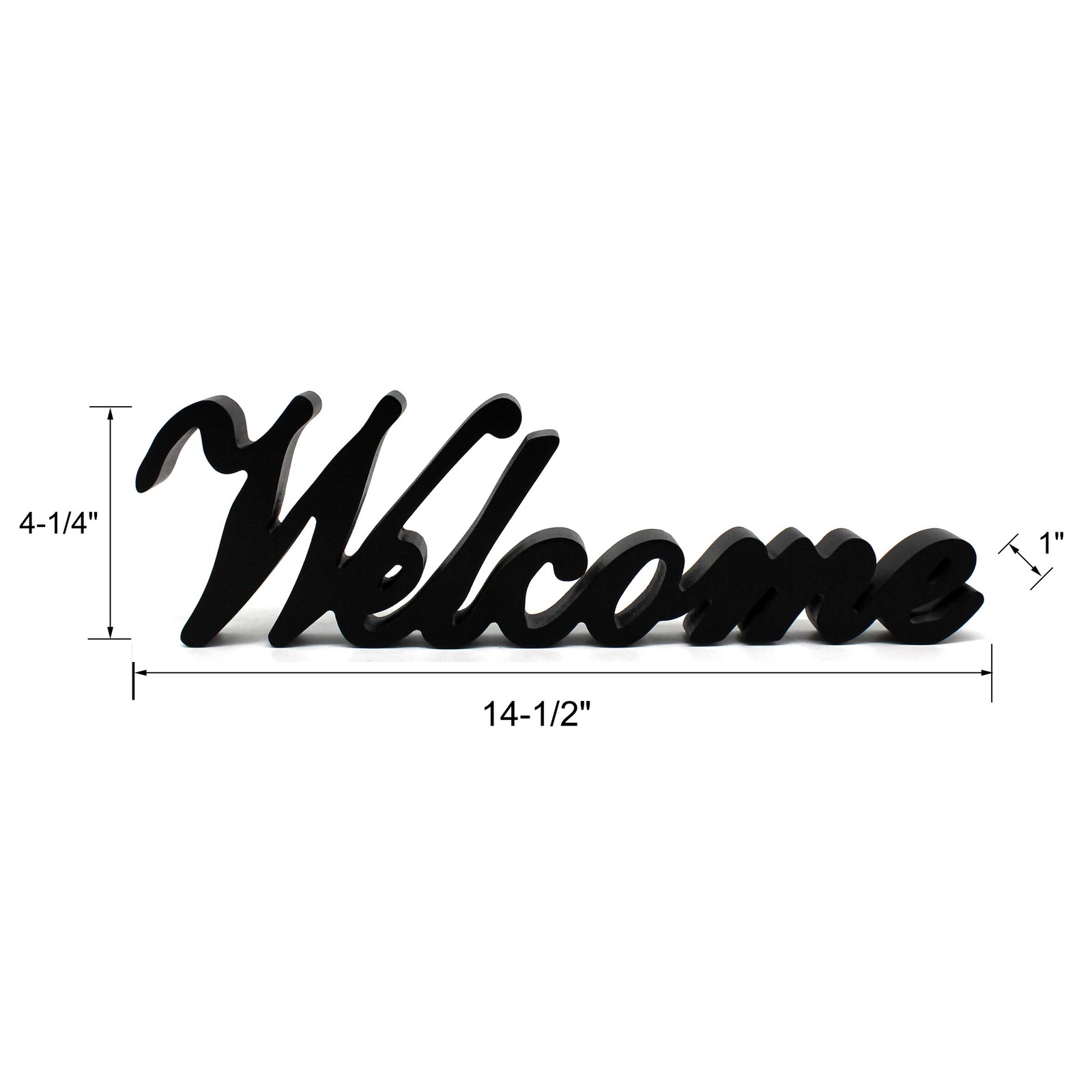 CVHOMEDECO. Matt Black Wooden Words Sign Free Standing “Welcome” Desk/Table/S…