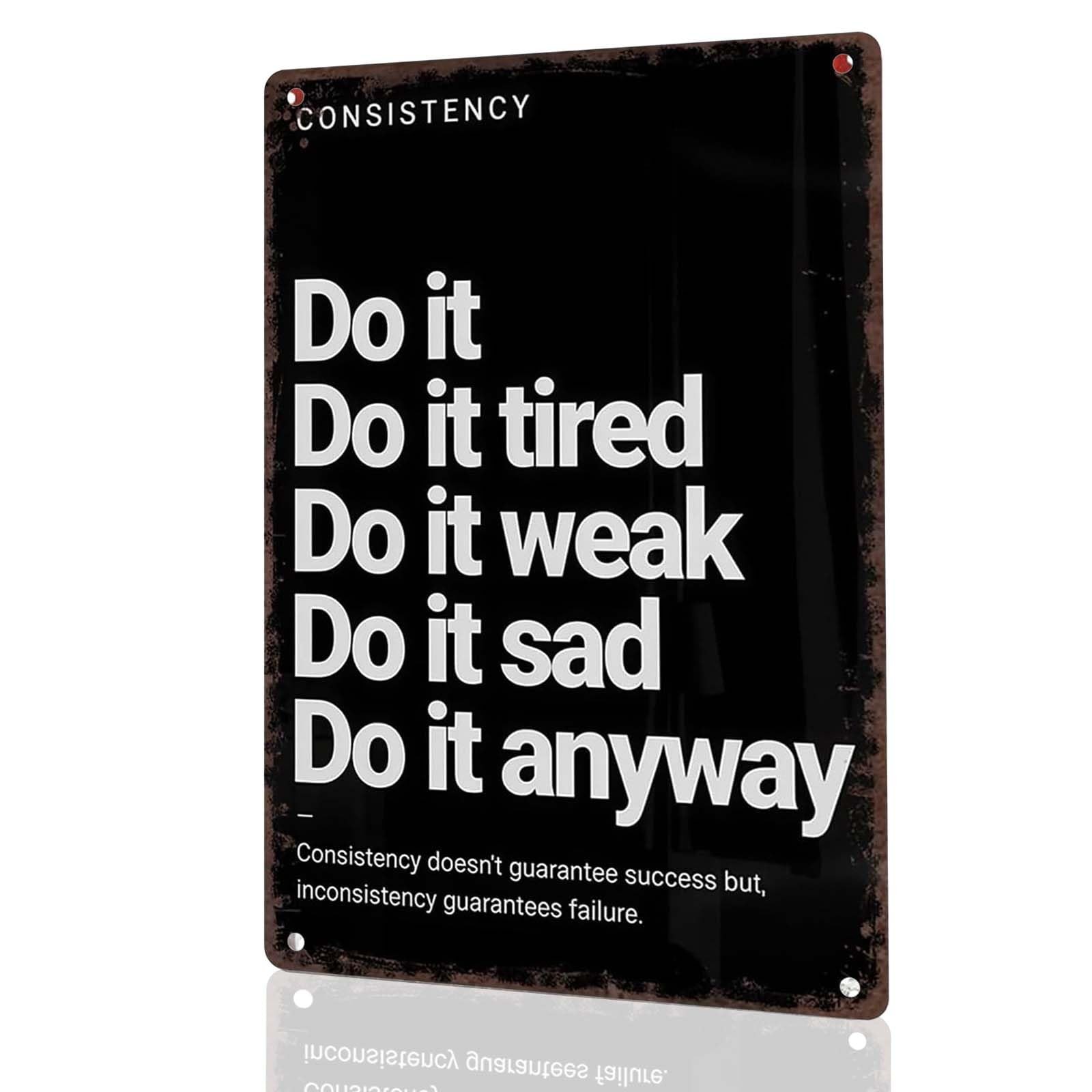 Do It Anyway Vintage Sign, Metal Motivational Wall Art for 12×8 inches, black