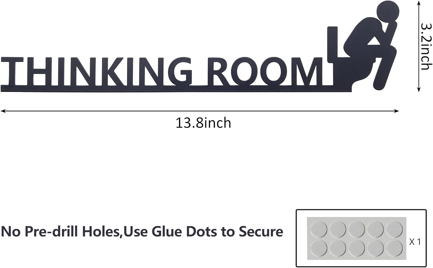 Thinking Room Funny Bathroom Door Sign & Funny Wall Art – Metal Rust-Resistant D