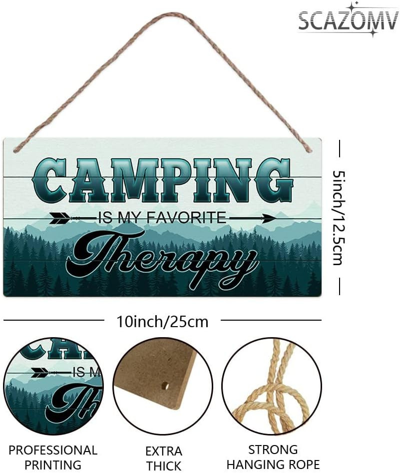 Funny Camp Wood Sign Camping Is My Favorite Therapy Home Outdoor Porch Patio Kit