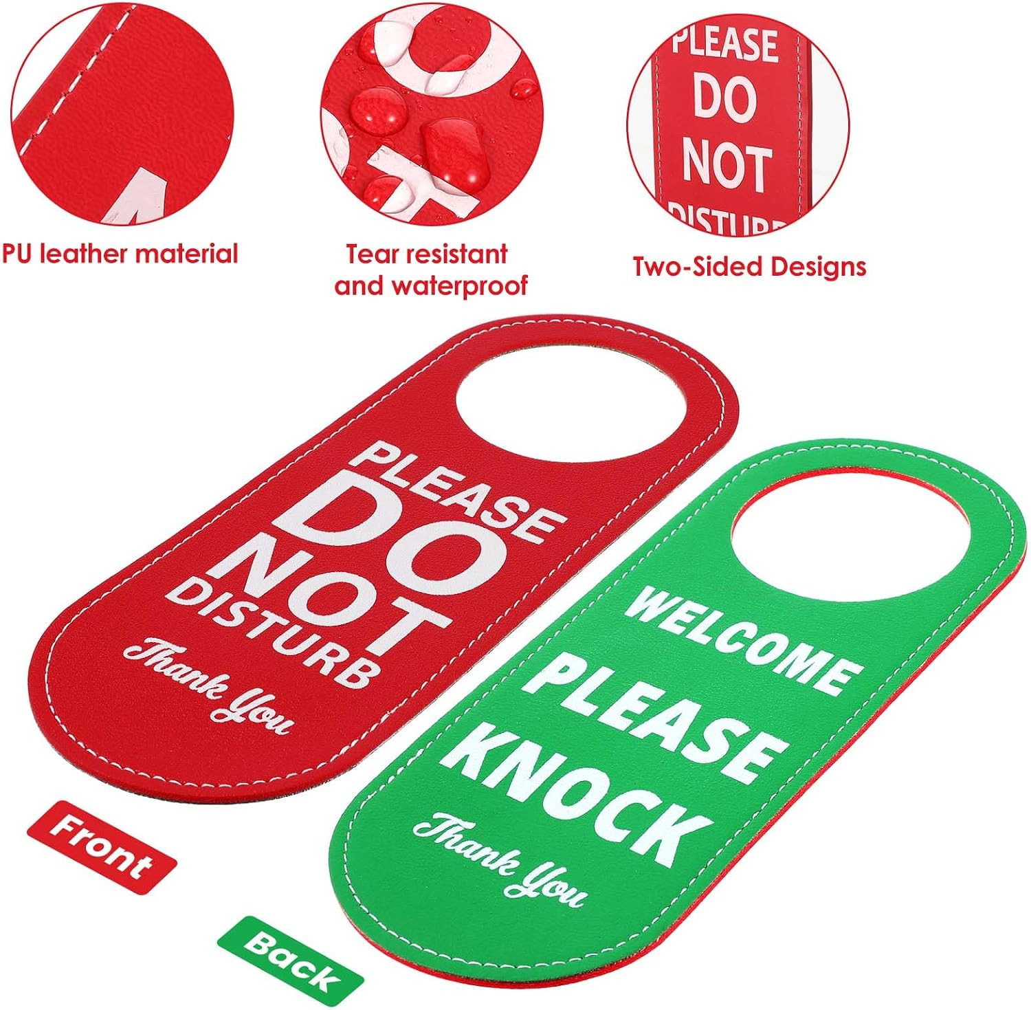 PU Leather Please Do Not Disturb Sign and Welcome Please Knock Sign, Door Knob P