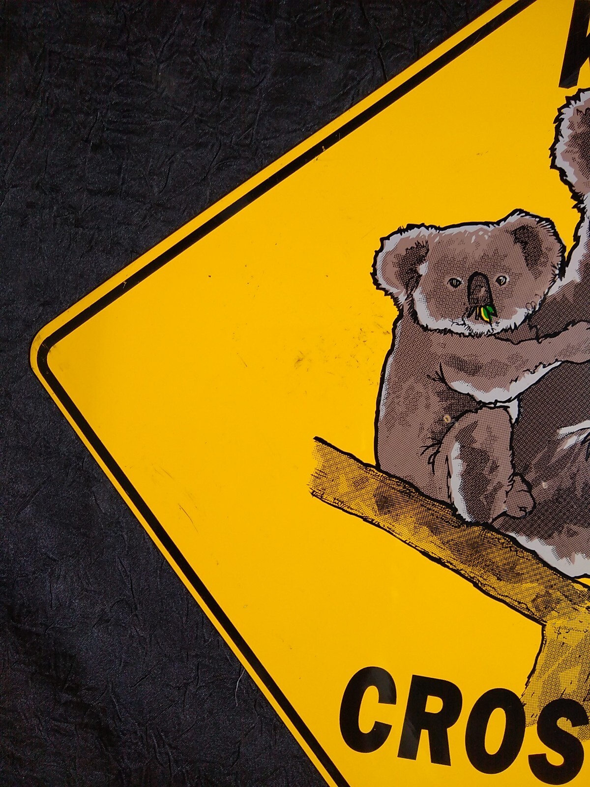 KOALA CROSSING SIGN 12″X12″ Australia bear animal vtg retro road street garden