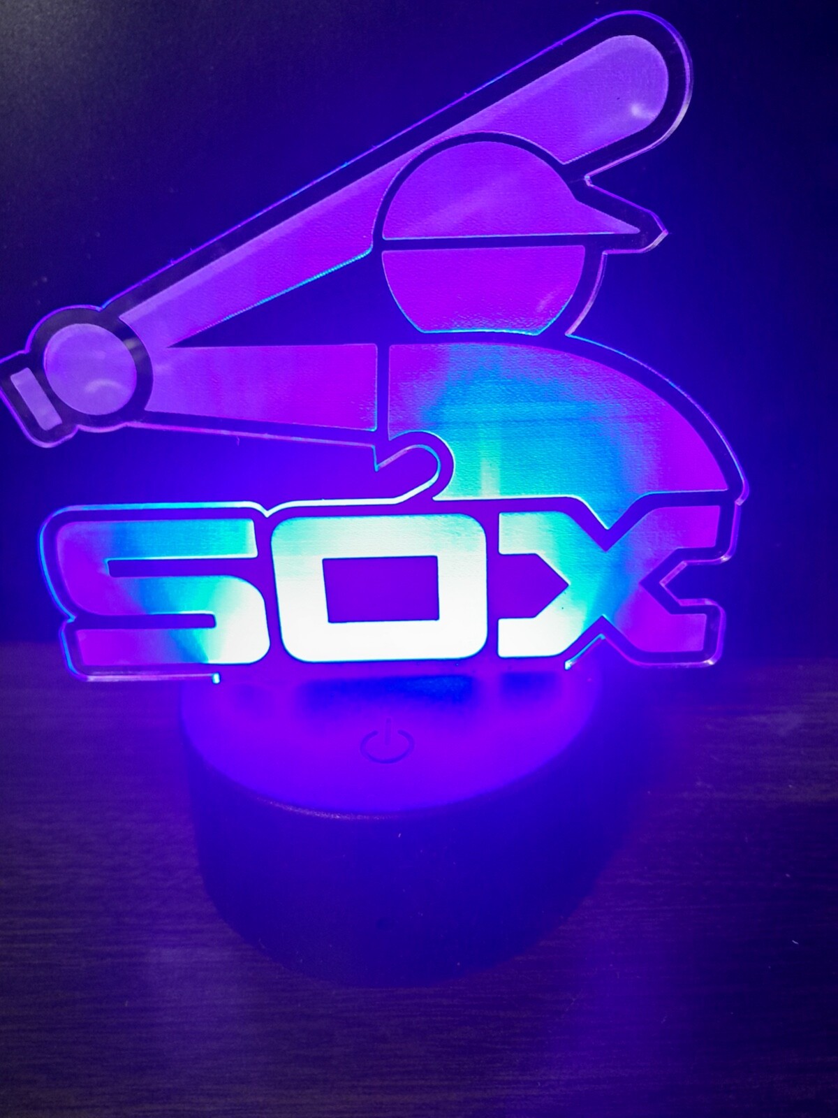Edge Lit Tabletop Sign, Multi-Colored LED, Chicago White Sox Batter, Night Light