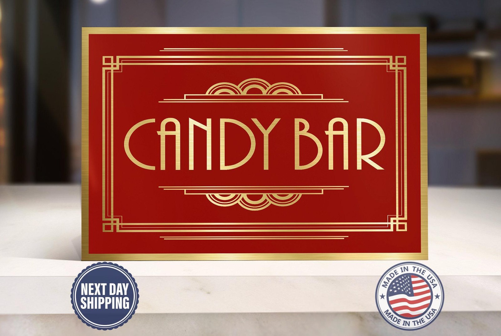 Candy bar home movie theater sign brushed aluminum metal game room wall decor