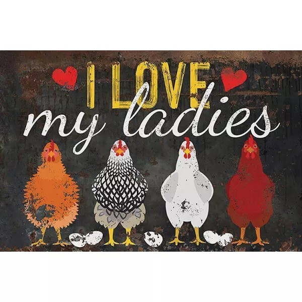 Cute Chicken Yard signs – I Love My Ladies – Metal Sign 8in x 12in. Chicken Toys