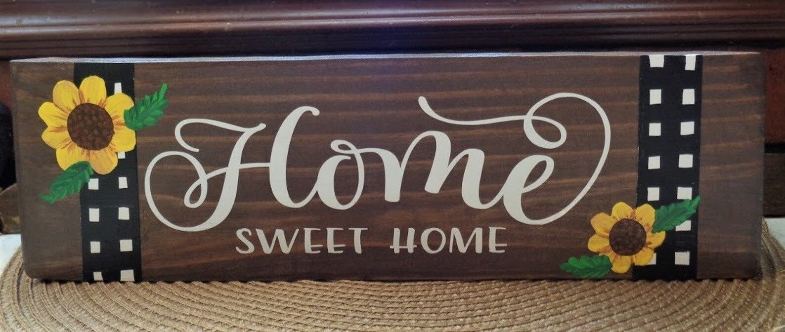 HOME SWEET HOME Farmhouse Style 12″ Block Dark Stain Home Country Chunky Sign