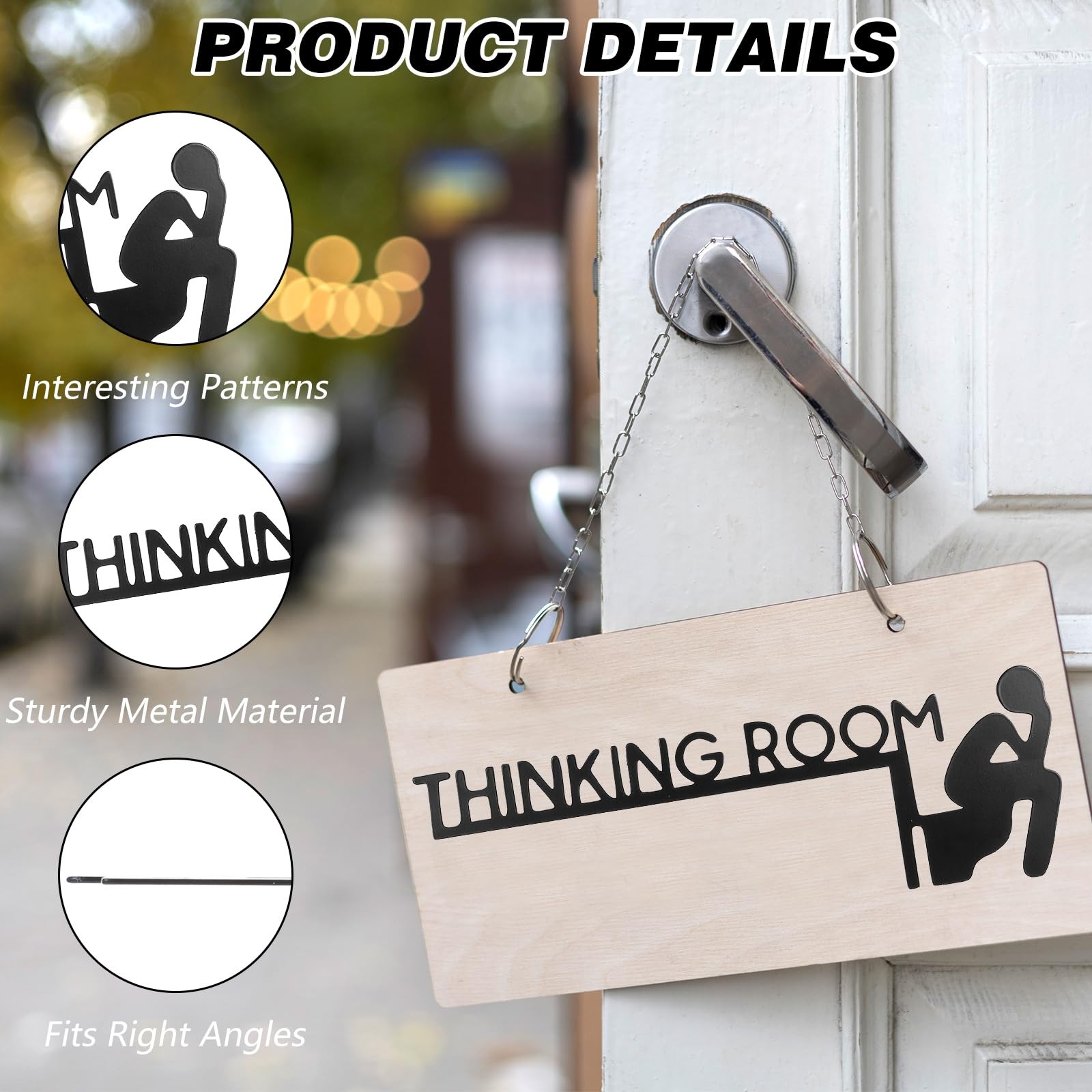 Funny Bathroom Wall Art, THINKING ROOM Humorous Metal Toilet Sign, Black Iron…