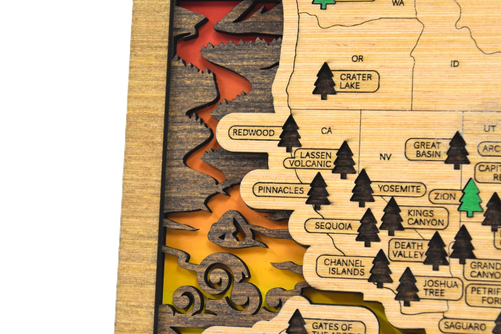 Handmade Wood National Parks Travel Map