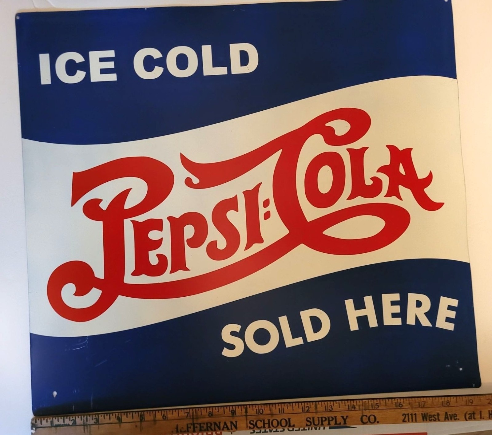 PEPSI-COLA Ice Cold Sold Here Classic Replica Handmade Scrap Metal Art Sign 18×1