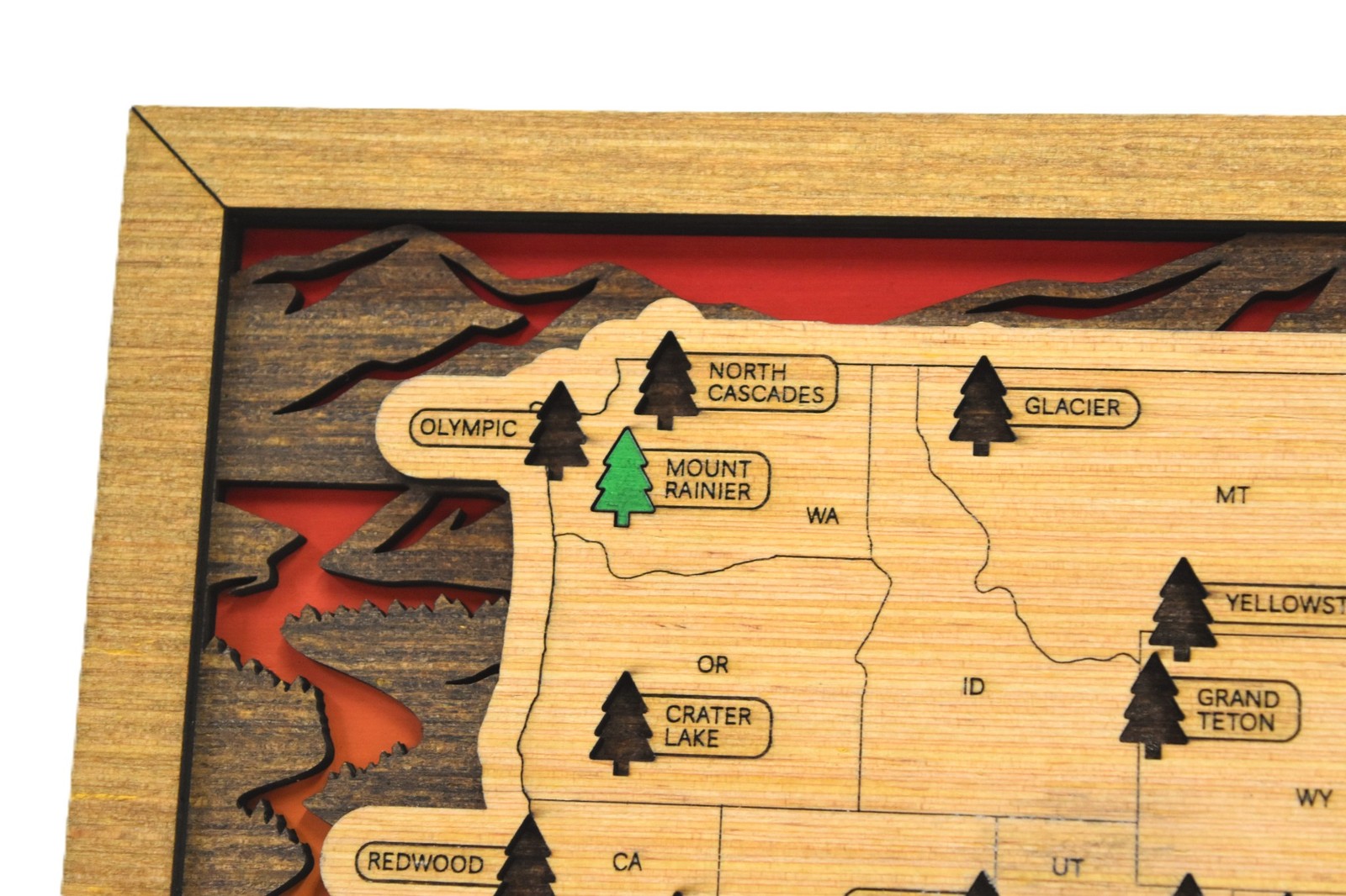 Handmade Wood National Parks Travel Map