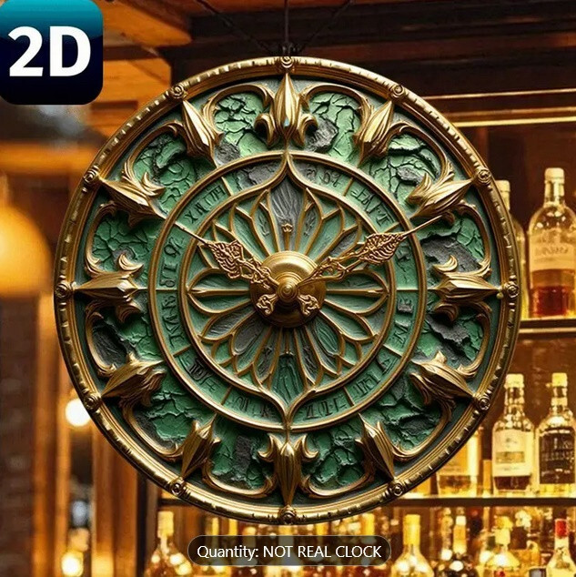 Pair Decorative Wall Plaques Green ‘Clock’ (Not a Real Clock) New! Aluminum Set