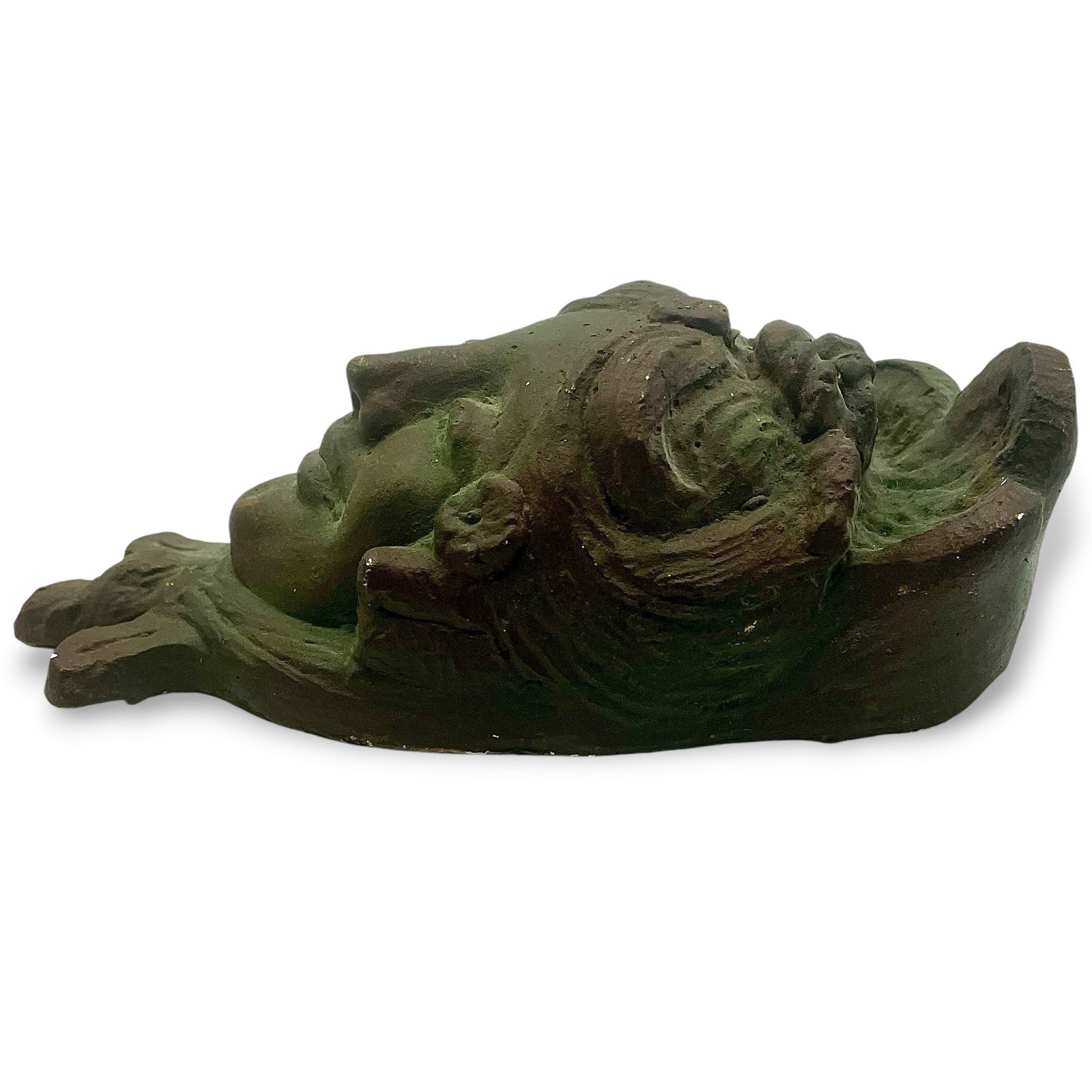 Classical Solid Chalkware Plaster LADY FACE Wall Hanging Antique Bronzed EUC